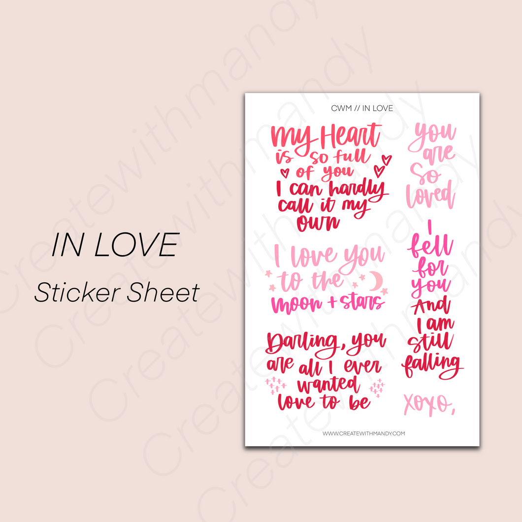 IN LOVE Sticker Sheet