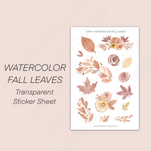 Load image into Gallery viewer, WATERCOLOR FALL LEAVES Sticker Sheet
