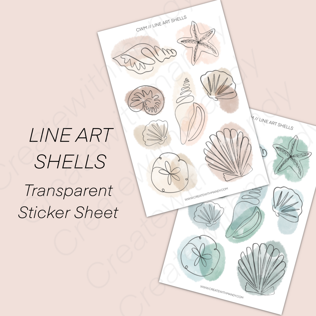LINE ART SHELLS Transparent Sticker Sheet