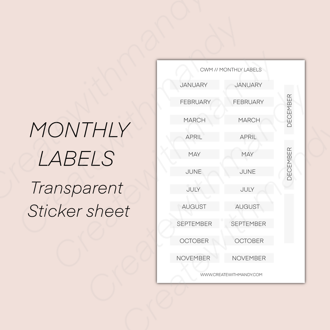 MONTHLY LABELS Sticker Sheet