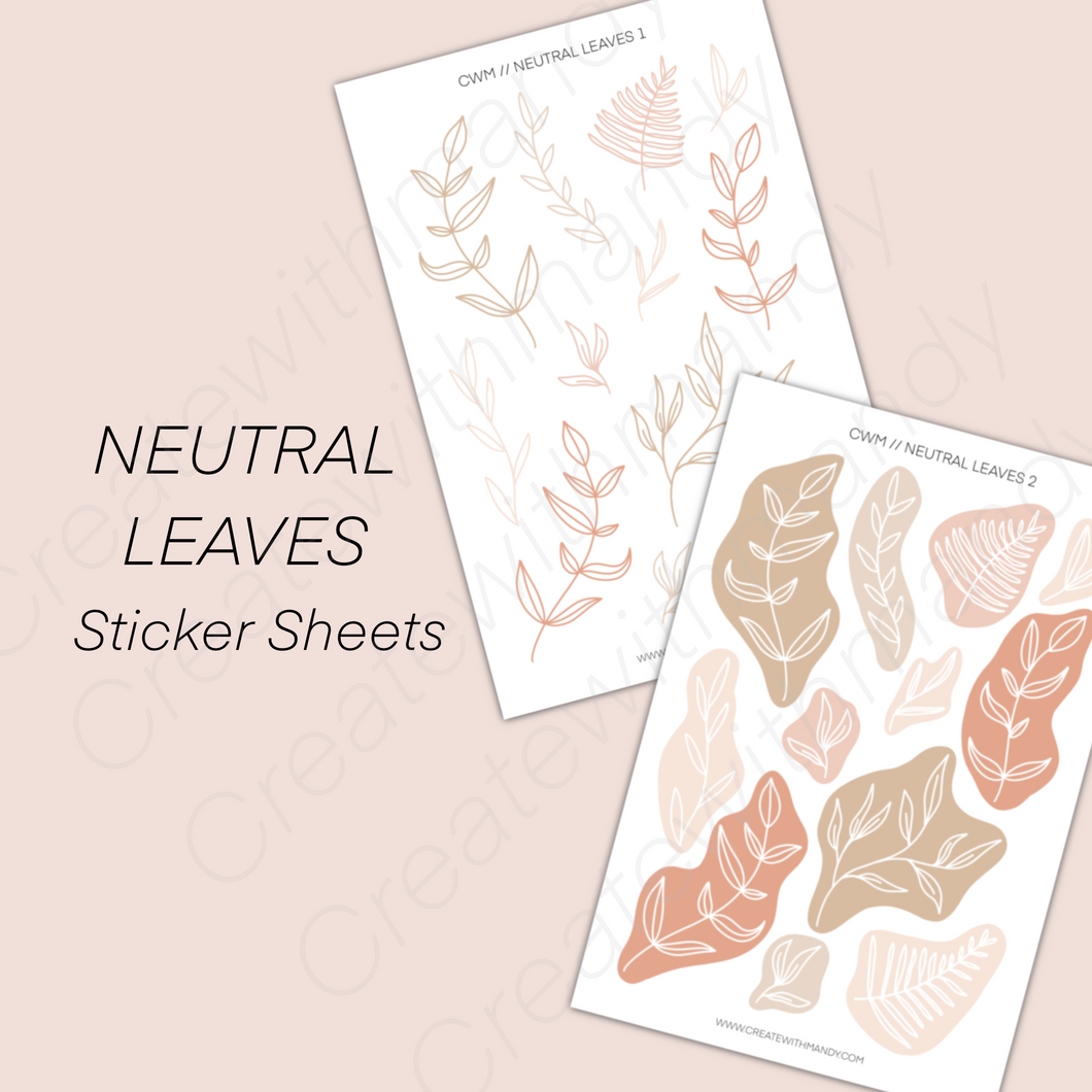 NEUTRAL LEAVES Sticker Sheets