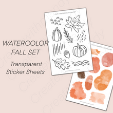 Load image into Gallery viewer, WATERCOLOR FALL SET Transparent Sticker Sheets
