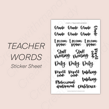 Load image into Gallery viewer, TEACHER WORDS Sticker Sheet
