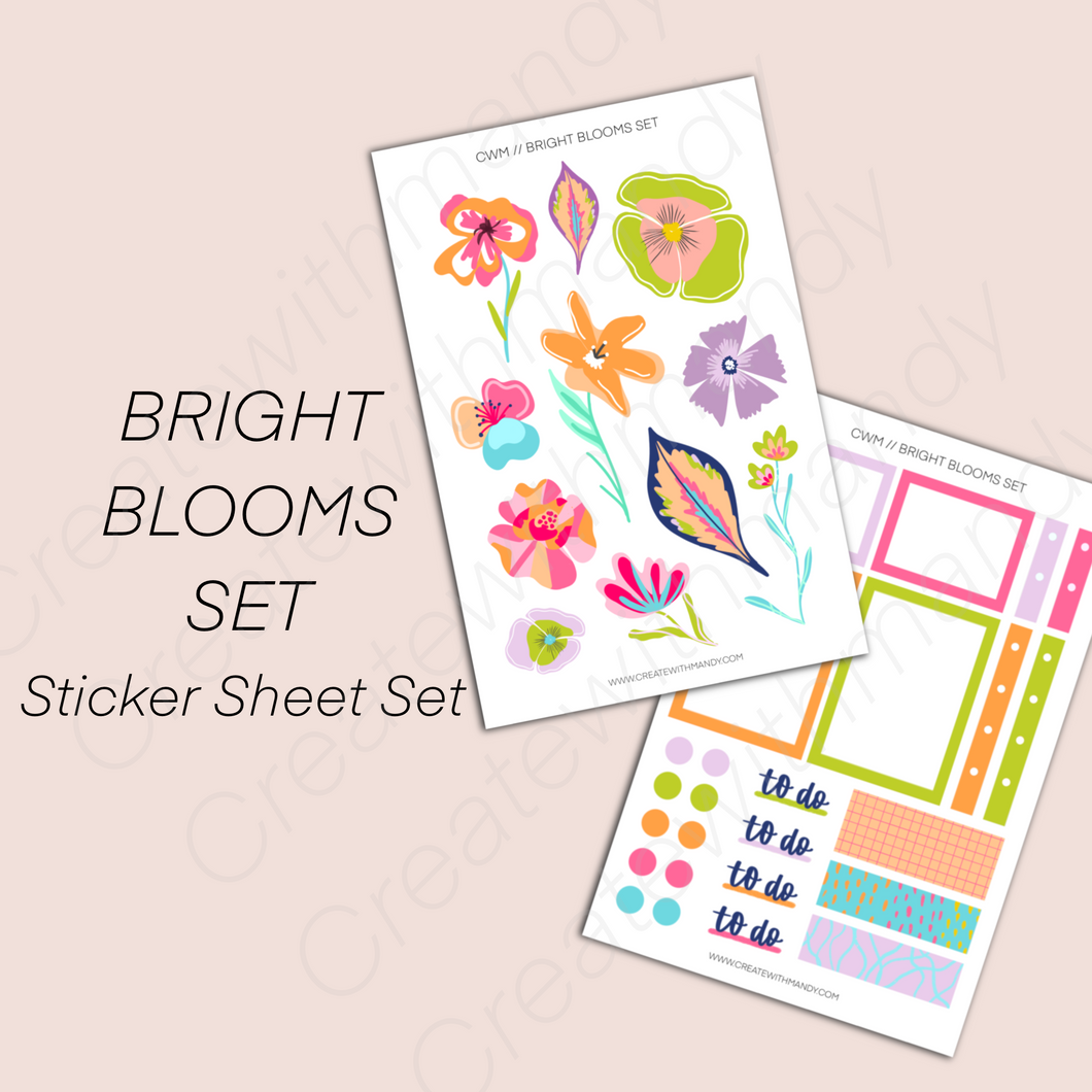 BRIGHT BLOOMS Sticker Sheet Set