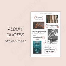 Load image into Gallery viewer, ALBUM QUOTES Sticker Sheet
