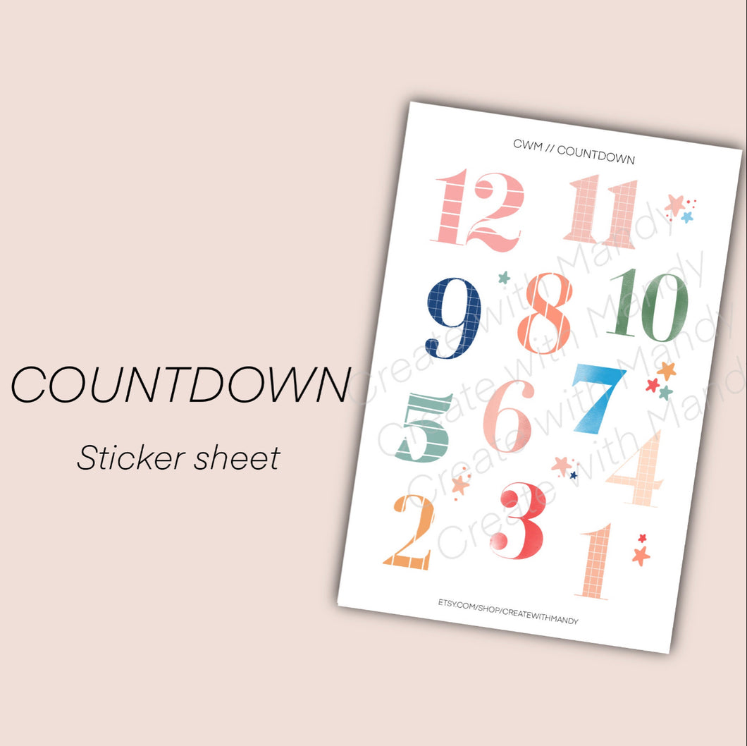 COUNTDOWN Sticker Sheet – CreatewithMandy