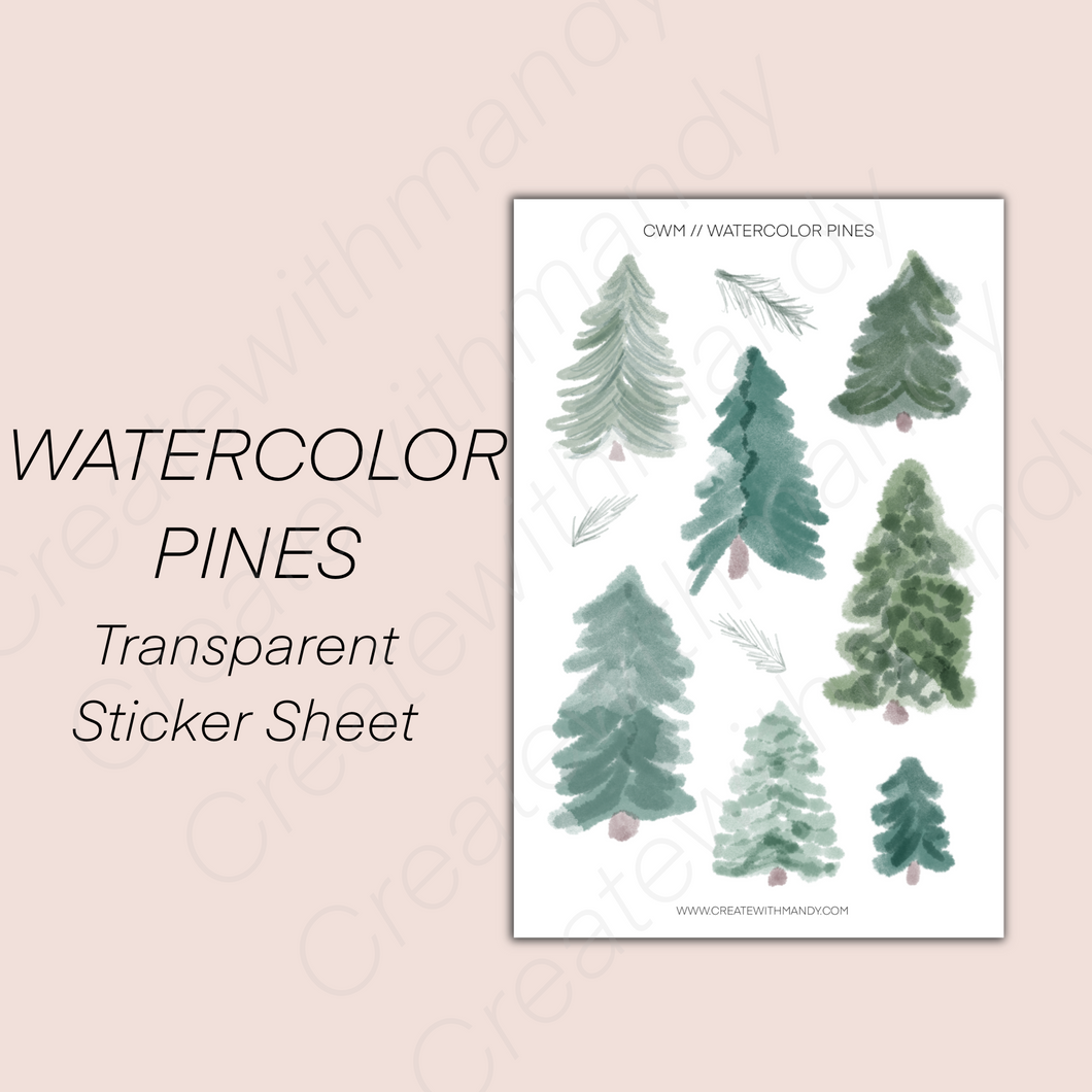 WATERCOLOR PINES Sticker Sheet