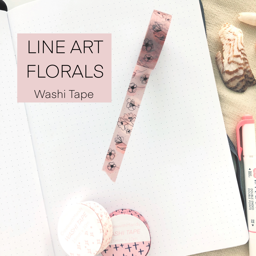 LINE ART FLORALS Washi Tape