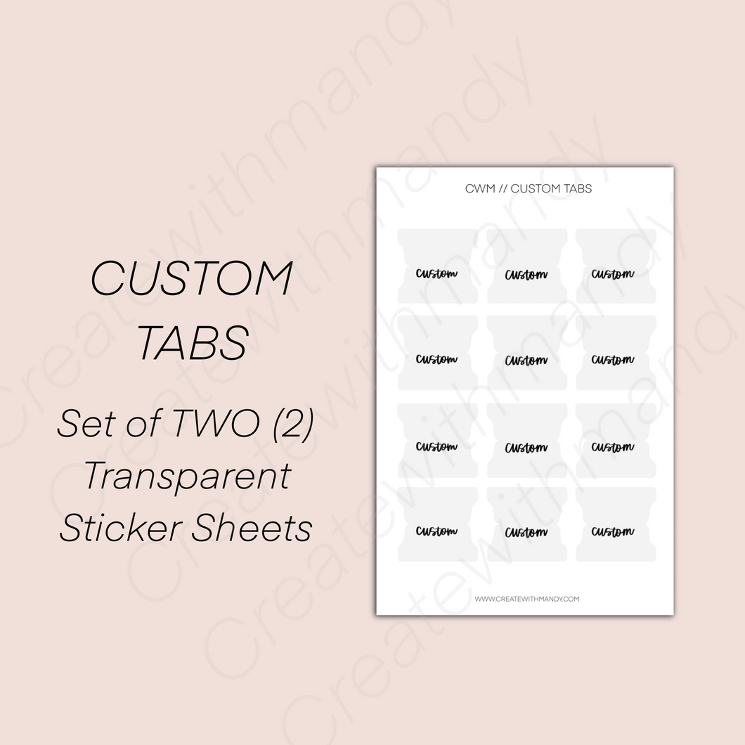CUSTOM TABS Set of 2 Sticker Sheets
