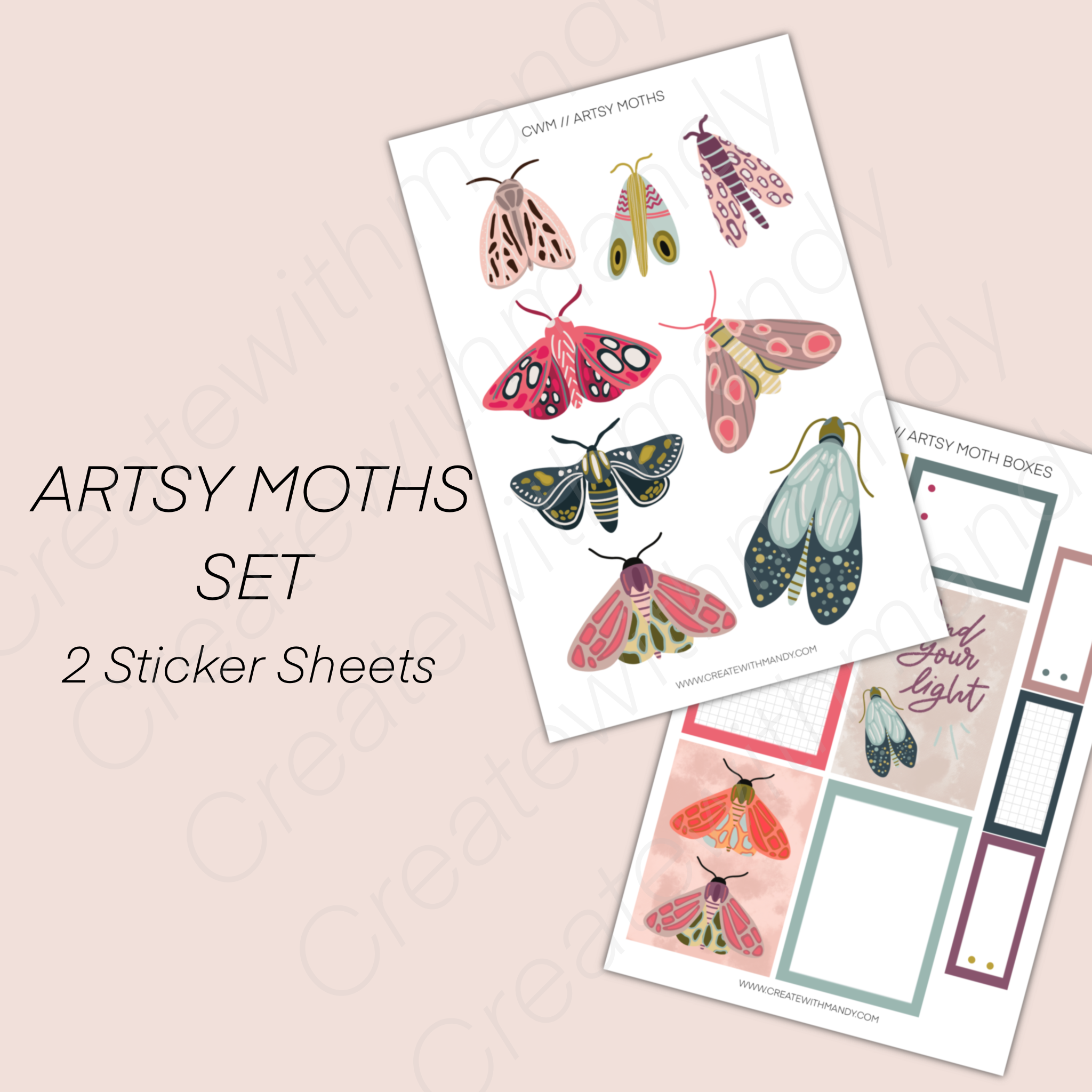 ARTSY MOTHS Sticker Set – CreatewithMandy