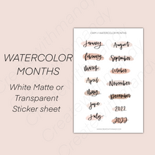 Load image into Gallery viewer, WATERCOLOR MONTHS Sticker Sheet
