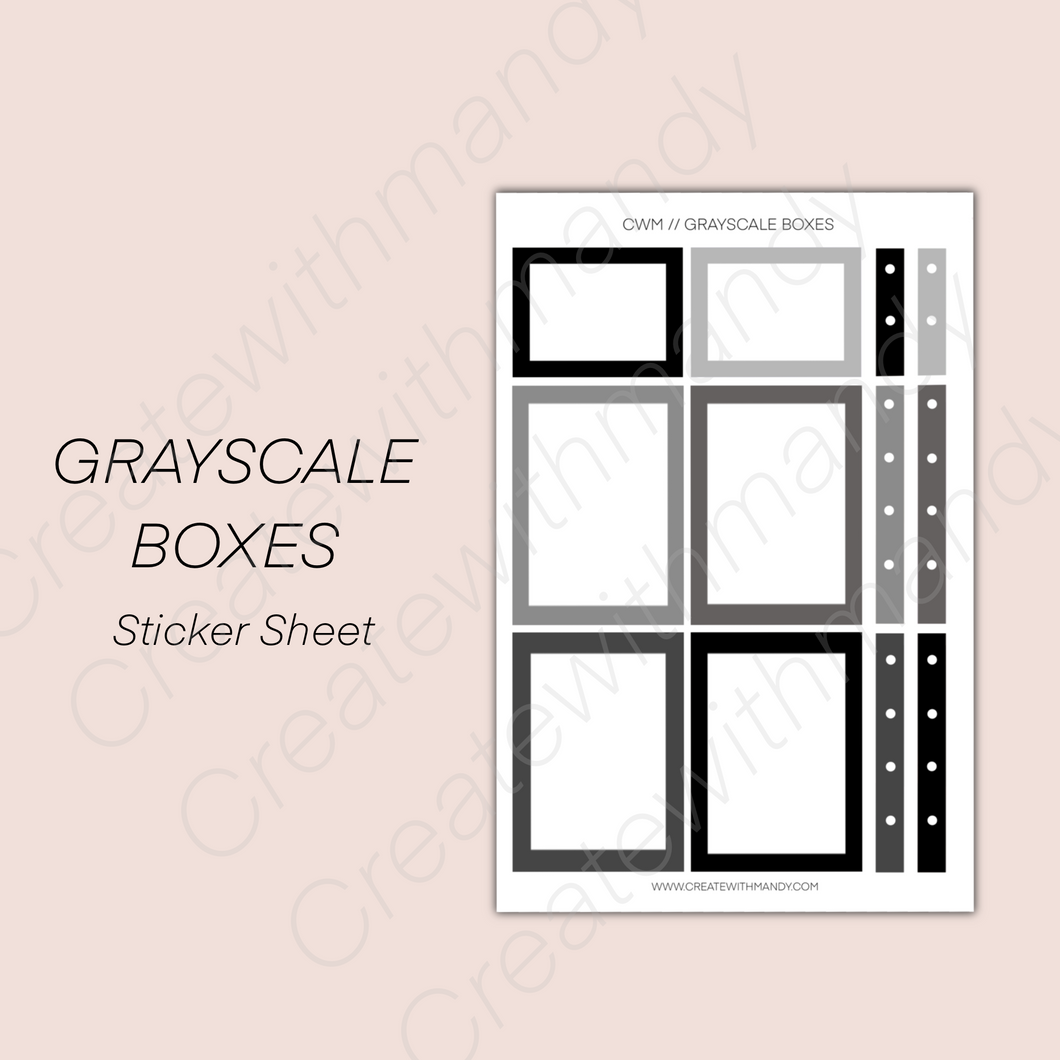 GRAYSCALE BOXES Sticker Sheet