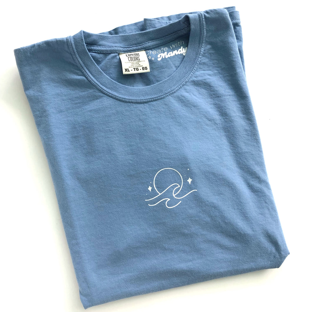 WAVES Tee in Blue Jean