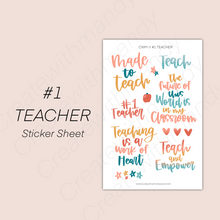 Load image into Gallery viewer, #1 TEACHER Sticker Sheet

