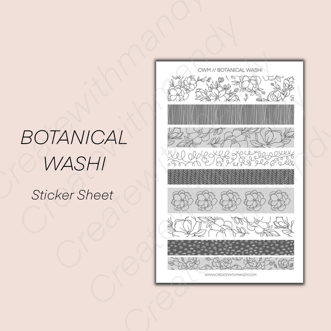 BOTANICAL WASHI Sticker Sheet