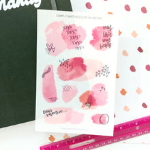 Load image into Gallery viewer, WATERCOLOR VALENTINE Transparent Sticker Sheet

