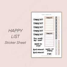 Load image into Gallery viewer, HAPPY LIST Sticker Sheet
