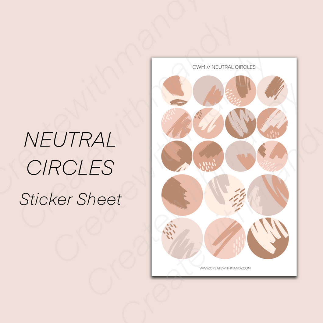 NEUTRAL CIRCLES Sticker Sheet