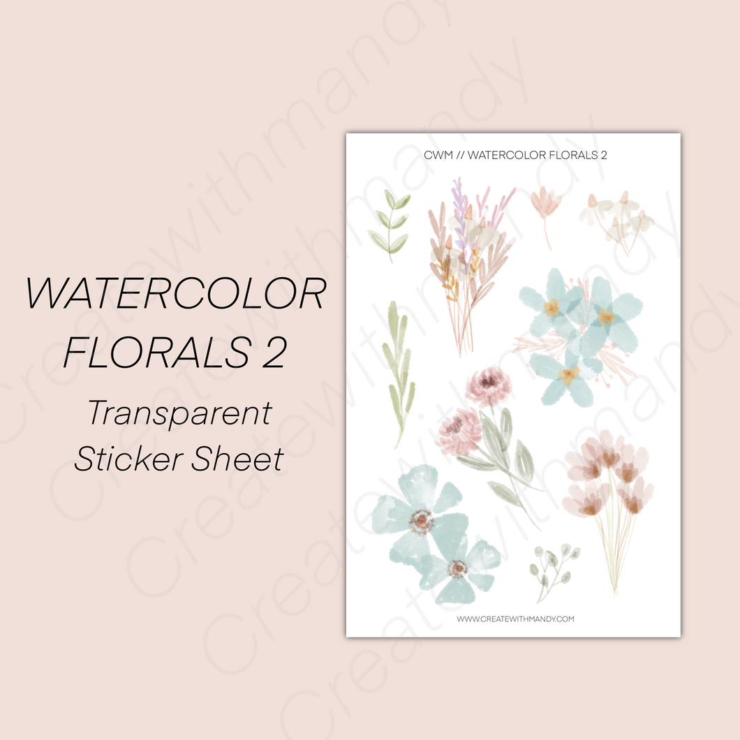 WATERCOLOR FLORALS 2 Sticker Sheet
