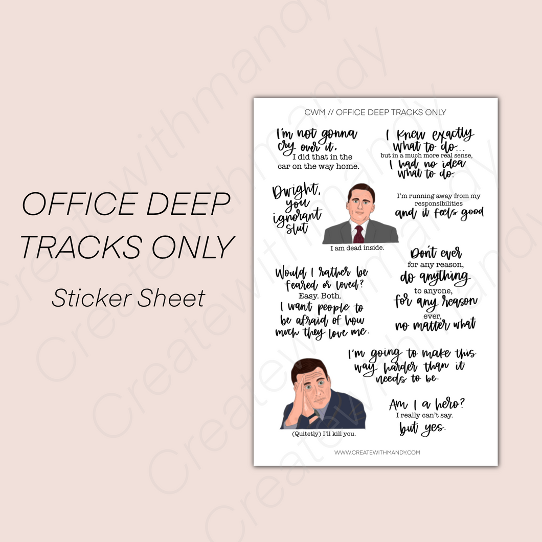 OFFICE DEEP TRACKS ONLY Sticker Sheet