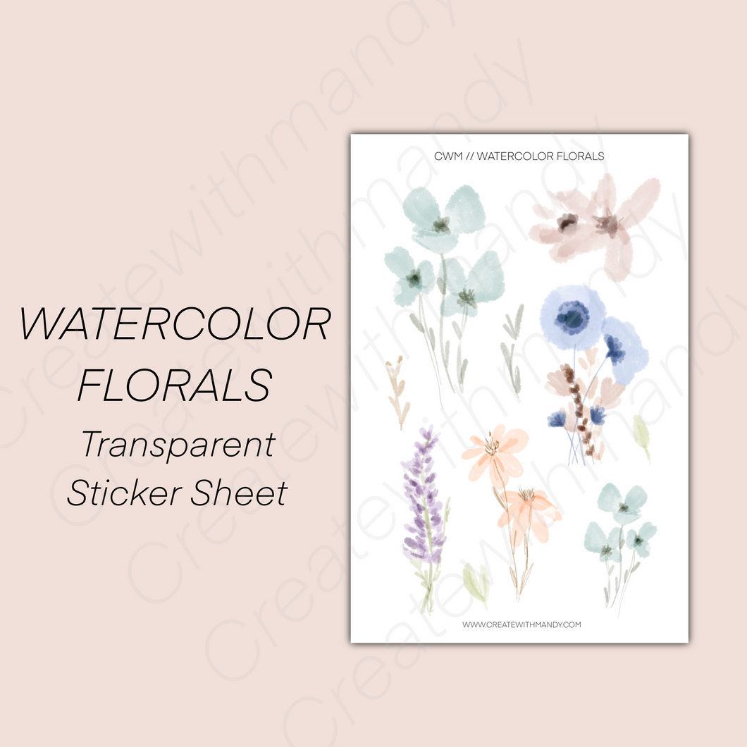 WATERCOLOR FLORALS Sticker Sheet