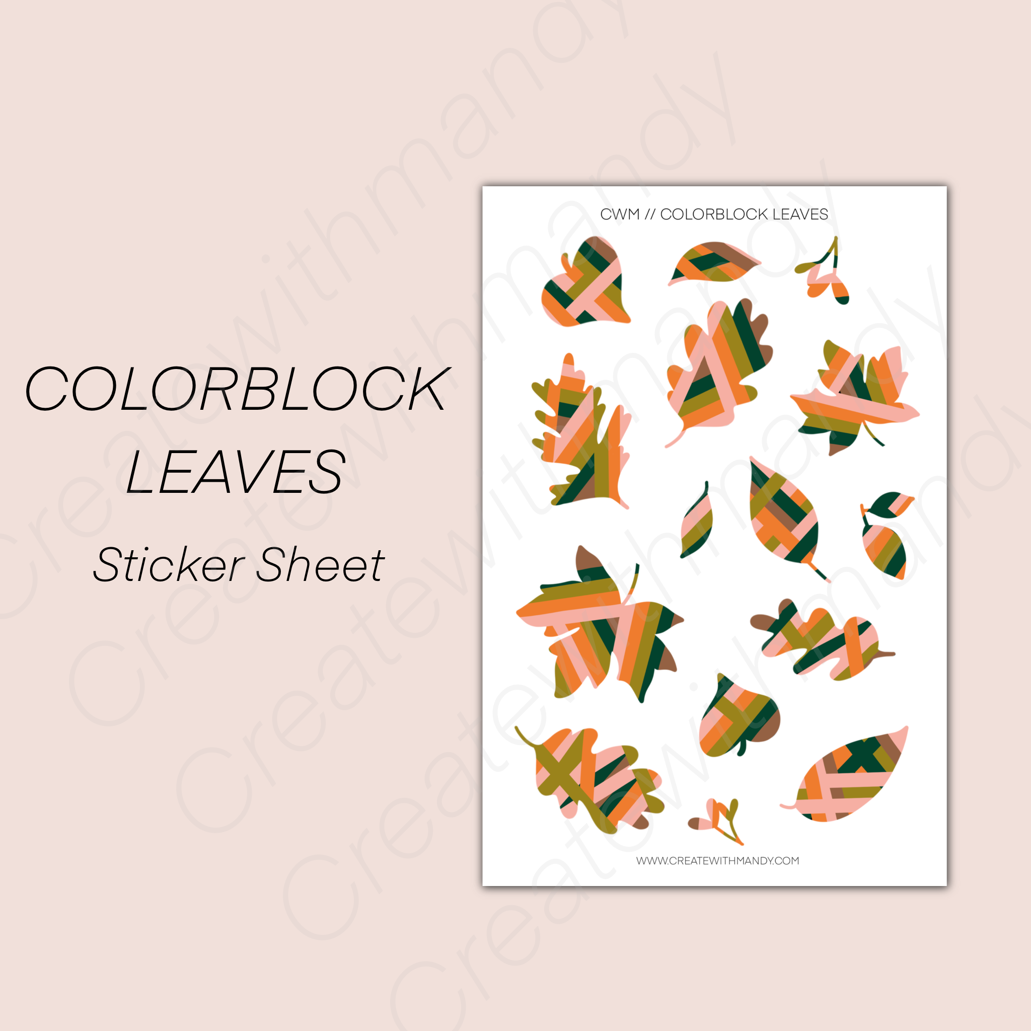 COLORBLOCK LEAVES Sticker Sheet – CreatewithMandy