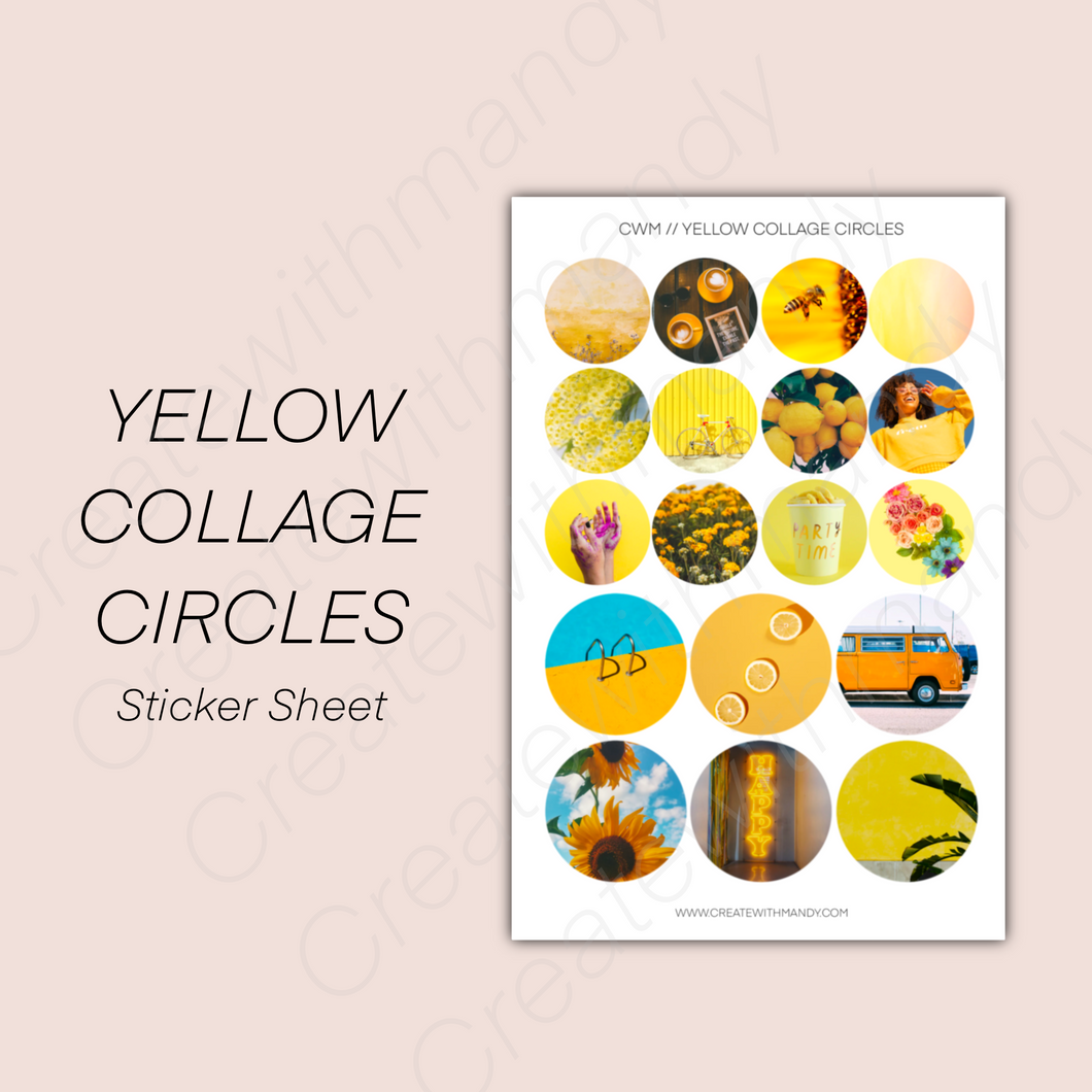YELLOW COLLAGE CIRCLES Sticker Sheet