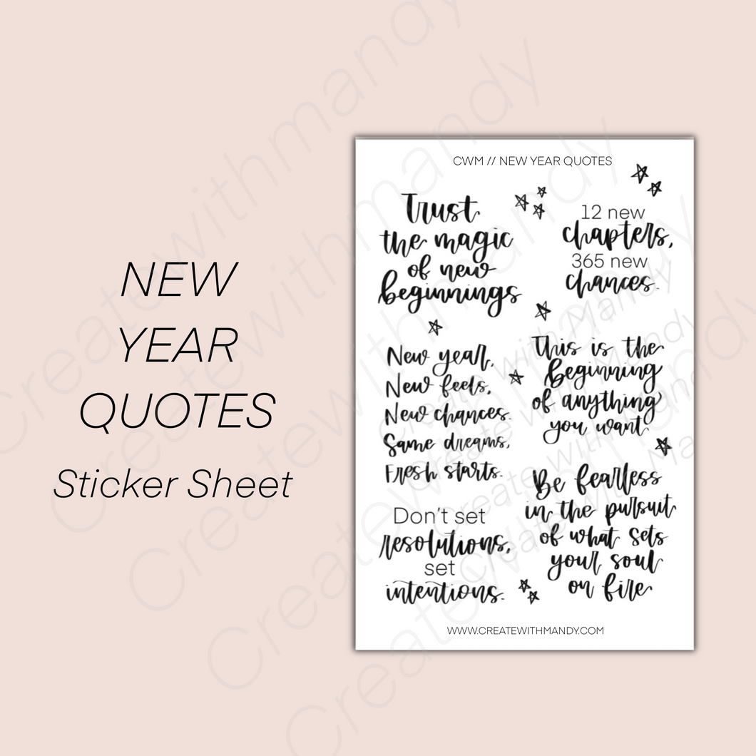 NEW YEAR QUOTES Sticker Sheet