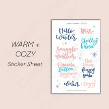 Load image into Gallery viewer, WARM + COZY Transparent Sticker Sheet
