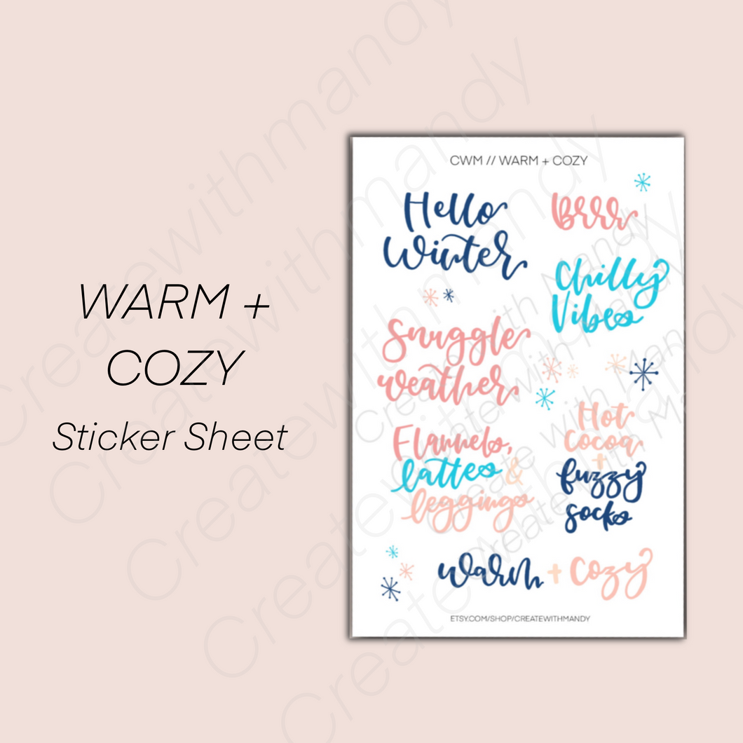 WARM + COZY Transparent Sticker Sheet