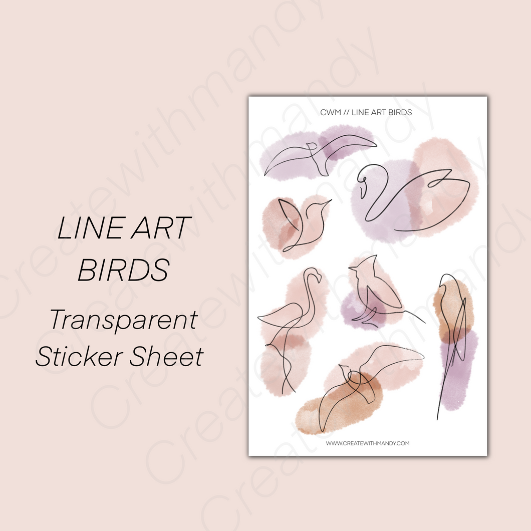 LINE ART BIRDS Sticker Sheets