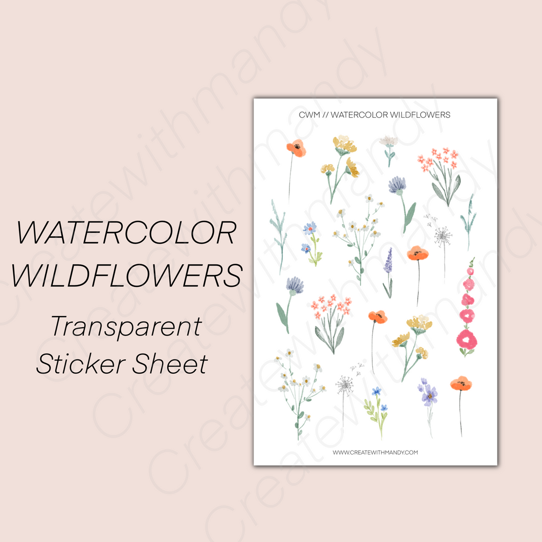 WATERCOLOR WILDFLOWERS Sticker Sheet