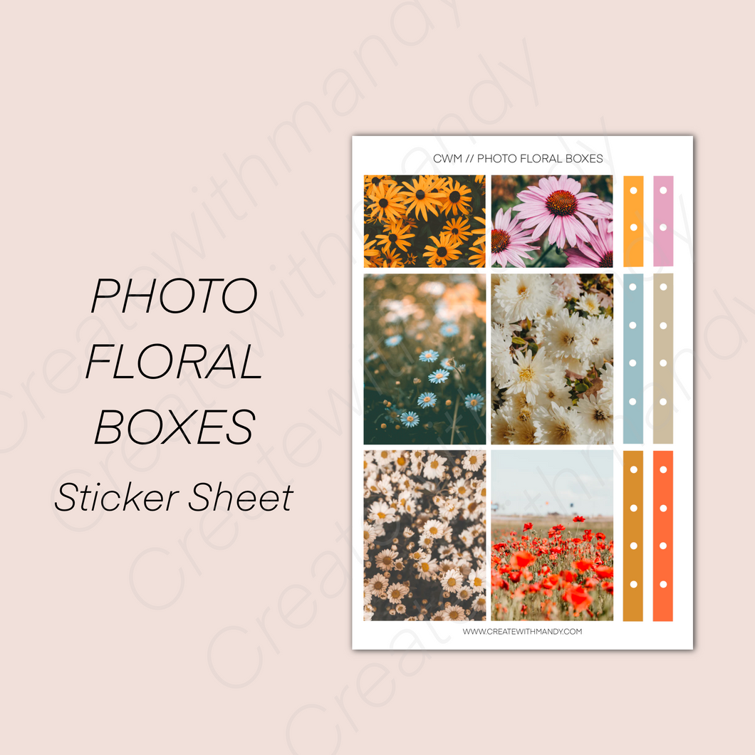 PHOTO FLORAL BOXES Sticker Sheet