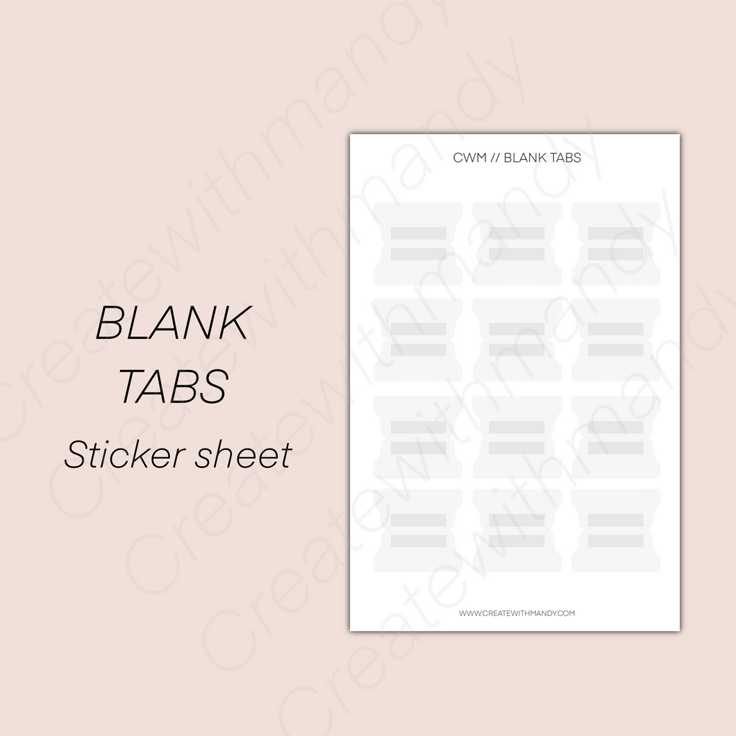 BLANK TABS Sticker Sheet