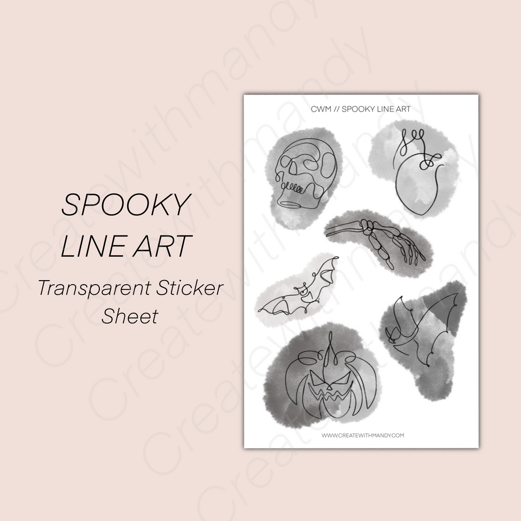SPOOKY LINE ART Sticker Sheet
