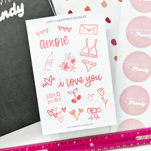 Load image into Gallery viewer, VALENTINES DOODLES Sticker Sheet
