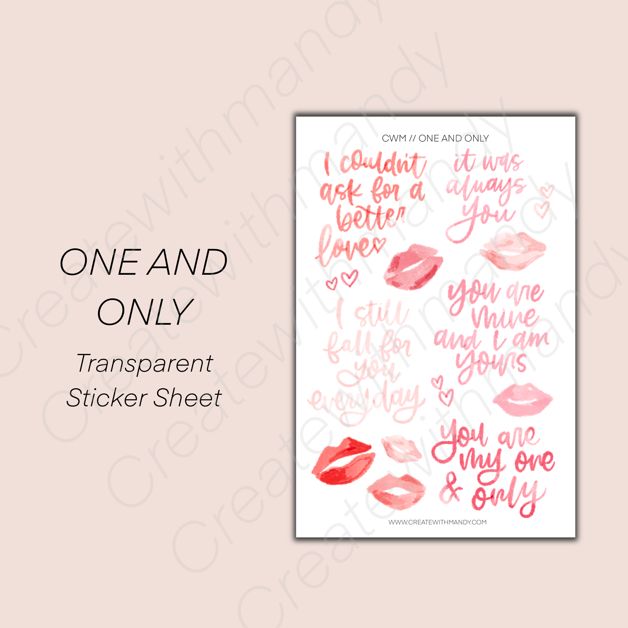 ONE AND ONLY Transparent Sticker Sheet – CreatewithMandy