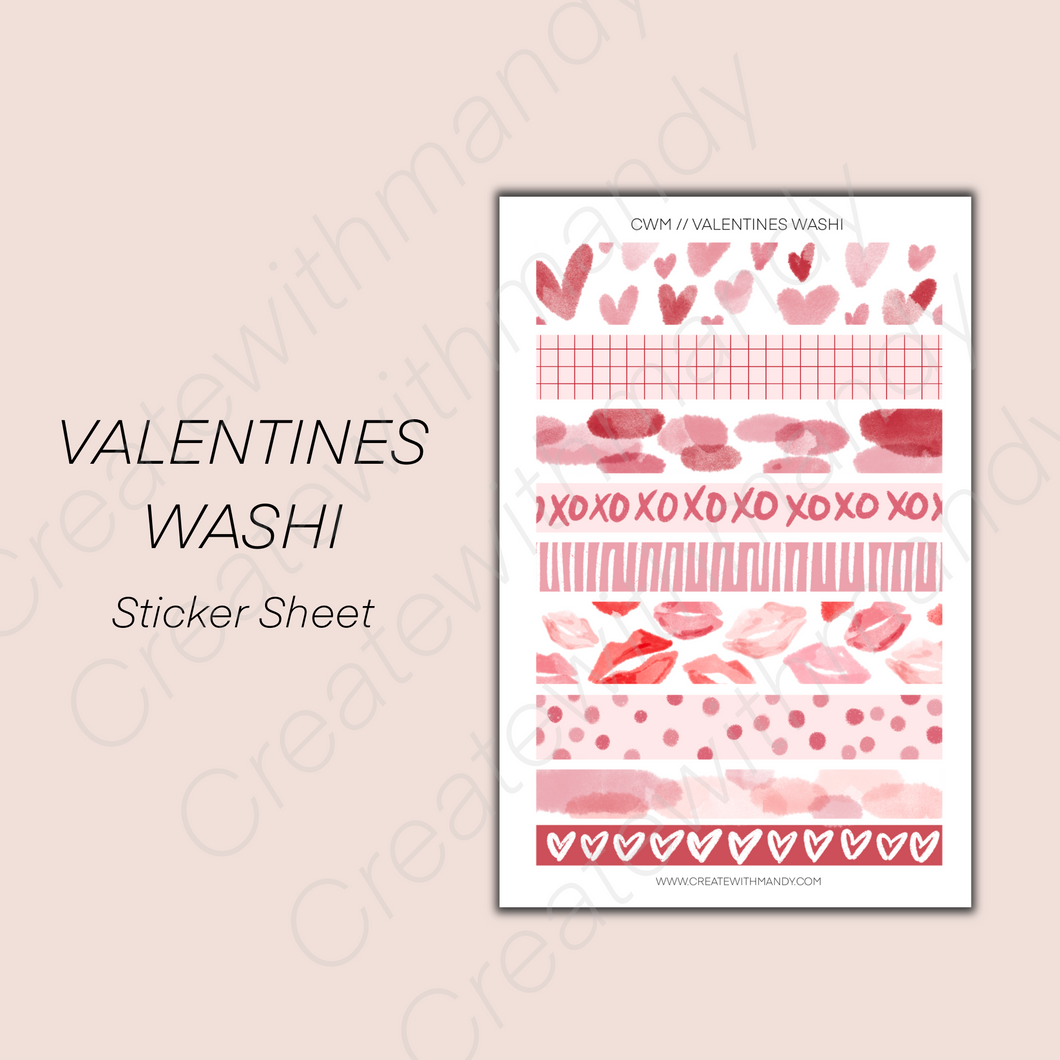 VALENTINES WASHI Sticker Sheet