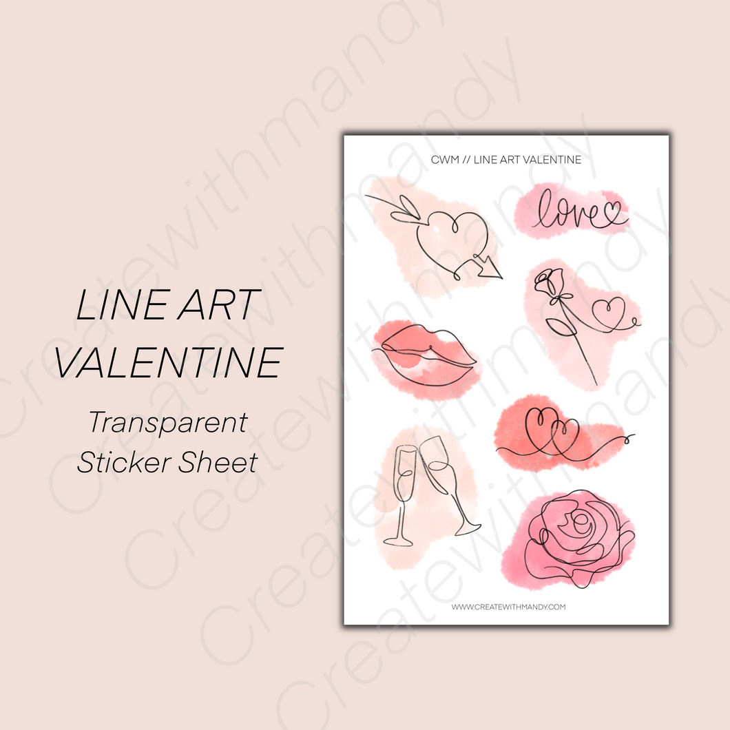 LINE ART VALENTINE Transparent Sticker Sheet