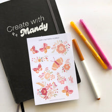 Load image into Gallery viewer, BUTTERFLY FLORALS Sticker Sheet
