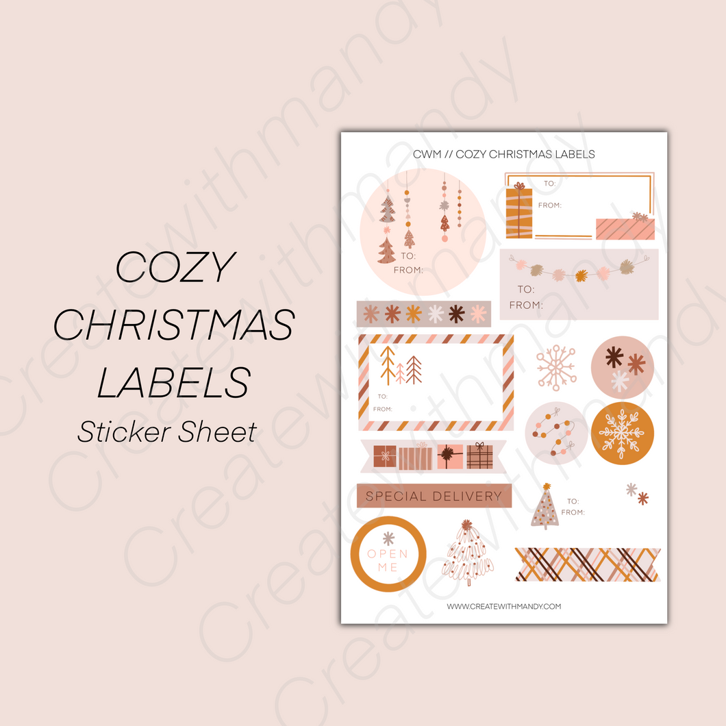 COZY CHRISTMAS LABELS Sticker Sheet