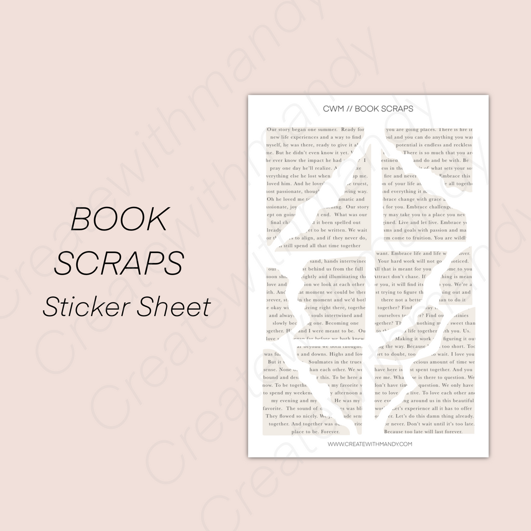 BOOK SCRAPS Sticker Sheet