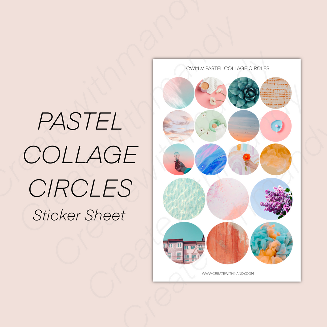 PASTEL COLLAGE CIRCLES Sticker Sheet