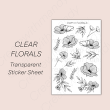 Load image into Gallery viewer, CLEAR FLORALS Transparent Sticker Sheet
