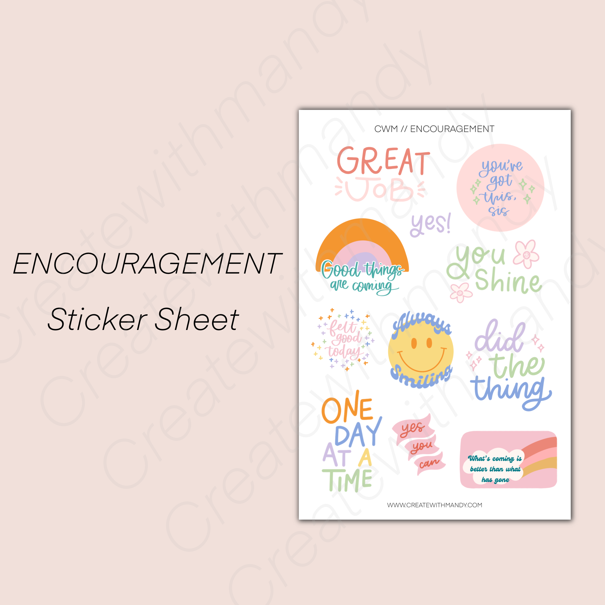 Encouraged Sticker ENCOURAGEMENT Sticker Sheet – CreatewithMandy