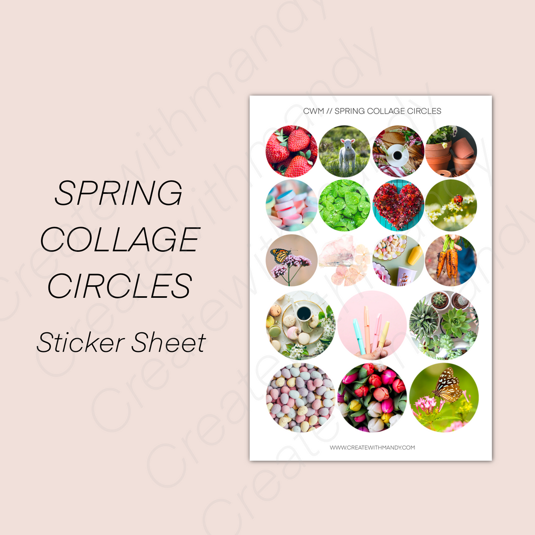 SPRING COLLAGE CIRCLES Sticker Sheet